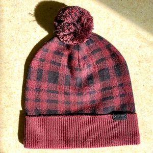 NWT Coach Oxblood Plaid Pom Pom Beanie